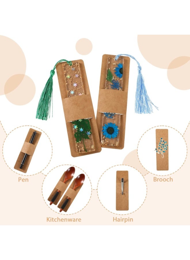 FAYET 50 Pack Kraft Bookmark Holders, 5.9×1.8 in Blank DIY Bookmark Display Cards/Sleeves for Resin Bookmarks, Small Business Packaging, Party Favor Gift Wrapping, Craft and Jewelry Display - Image 4